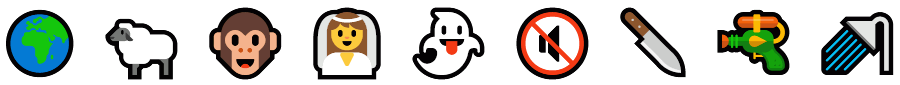 Emojis en fuente Segoe UI Emoji (Windows 10)