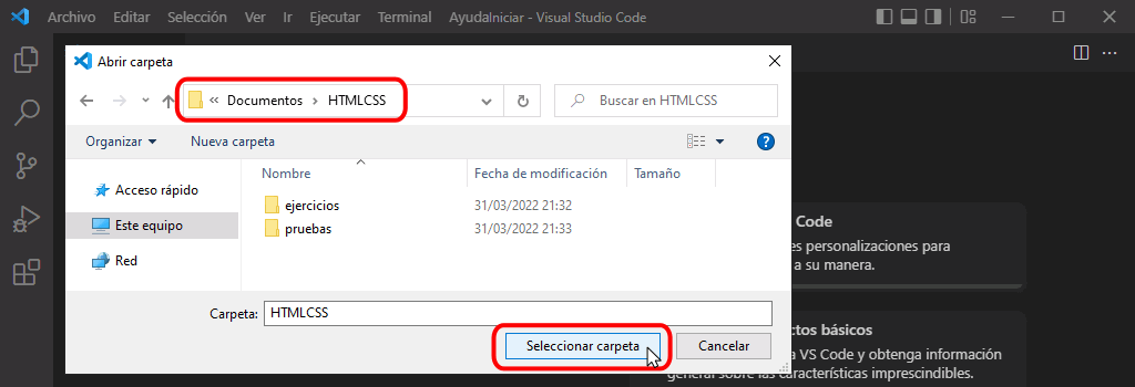 VSC. Área de trabajo