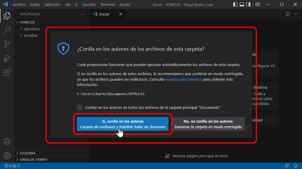 VSC. Área de trabajo