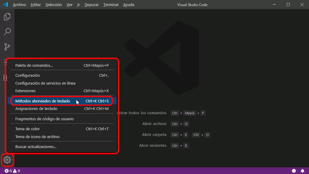 VSC. Crear atajo de teclado