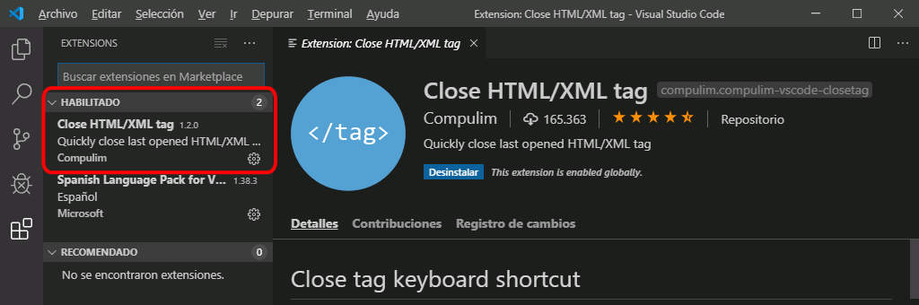 VSC. Instalar extensiones
