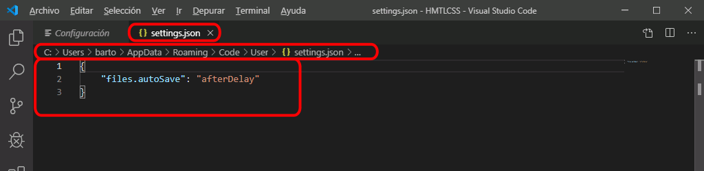 VSC. Modificar preferencias
