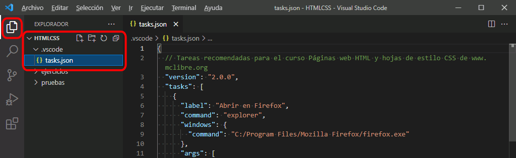 VSC. Crear tarea