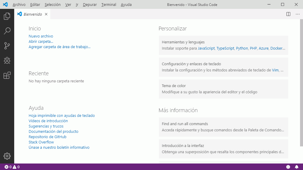 VSC. Tema Light+ predeterminado